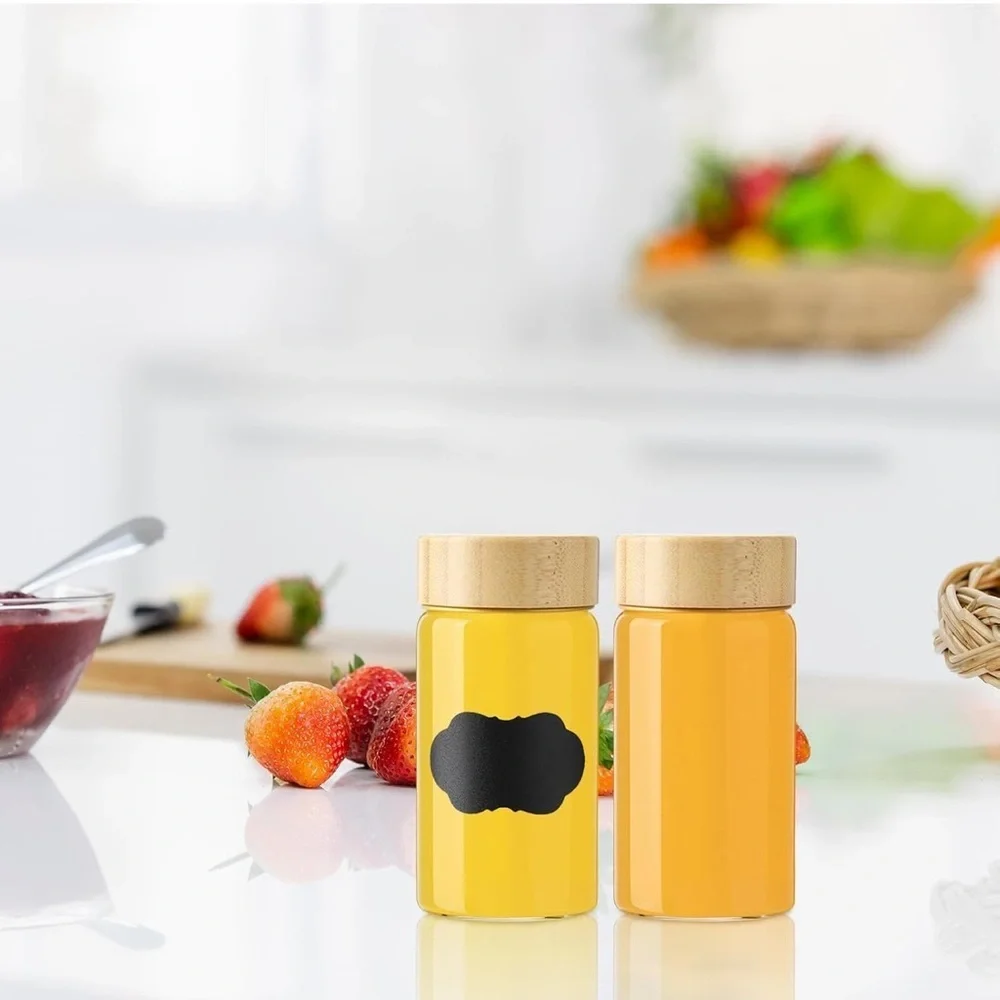 24 pcs Glass Spice Jars with Bamboo Lids, Square Seasoning Containers 4oz